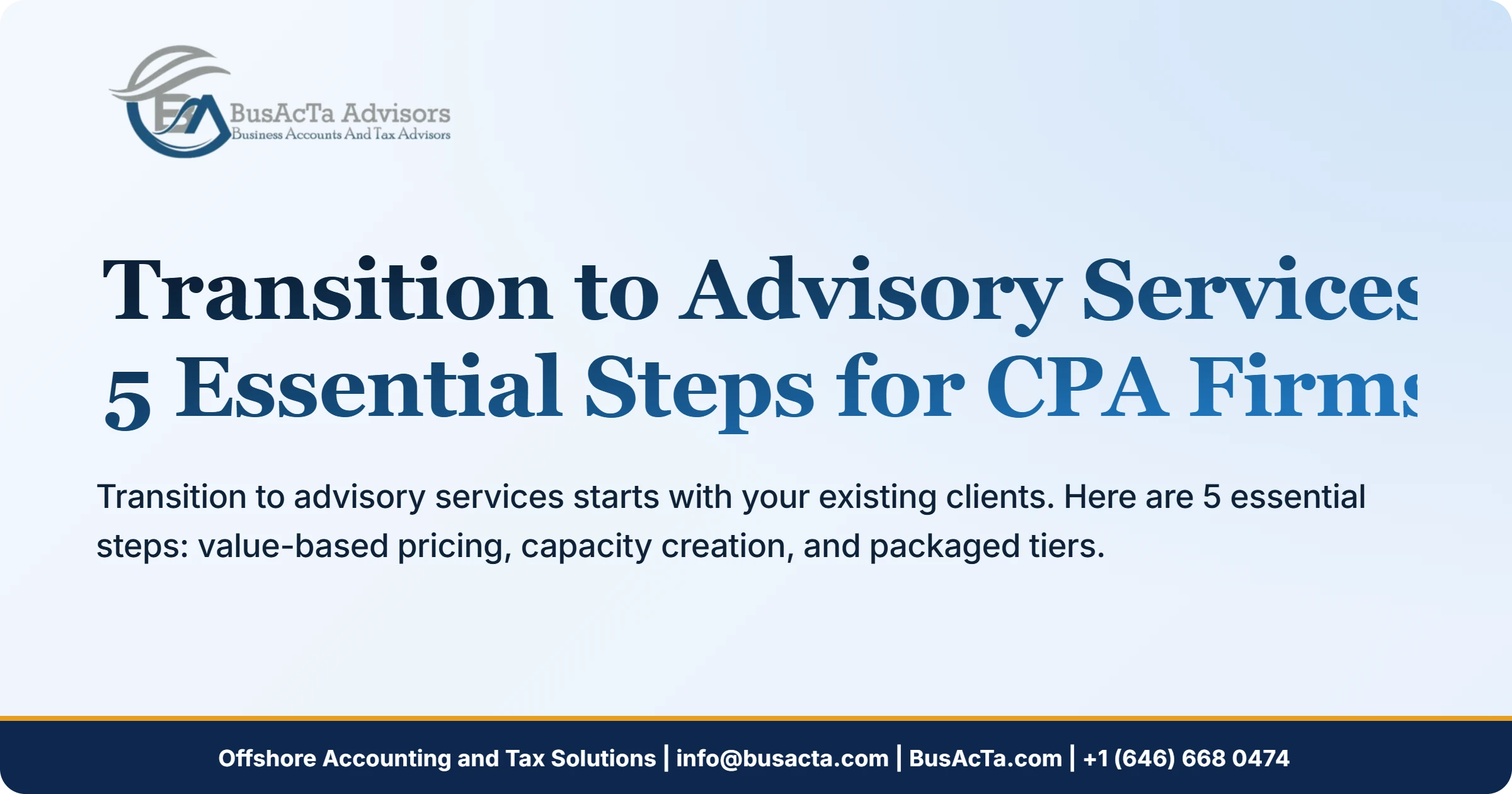 Transition to Advisory Services: 5 Essential Steps for CPA Firms