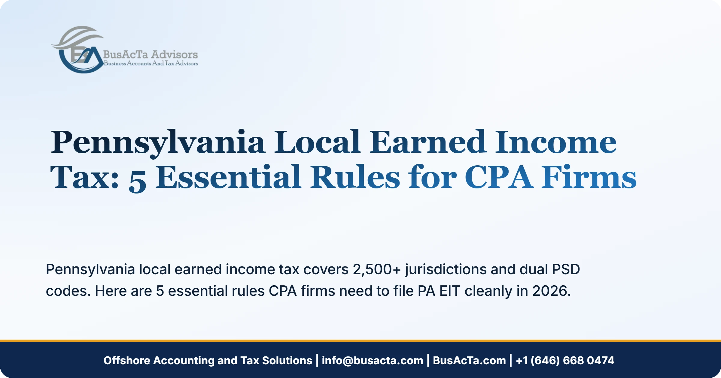 Pennsylvania Local Earned Income Tax: 5 Essential Rules for CPA Firms