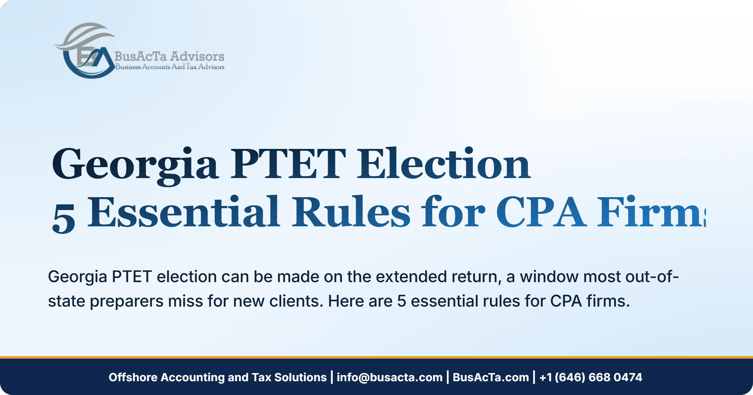 Georgia PTET Election: 5 Essential Rules for CPA Firms