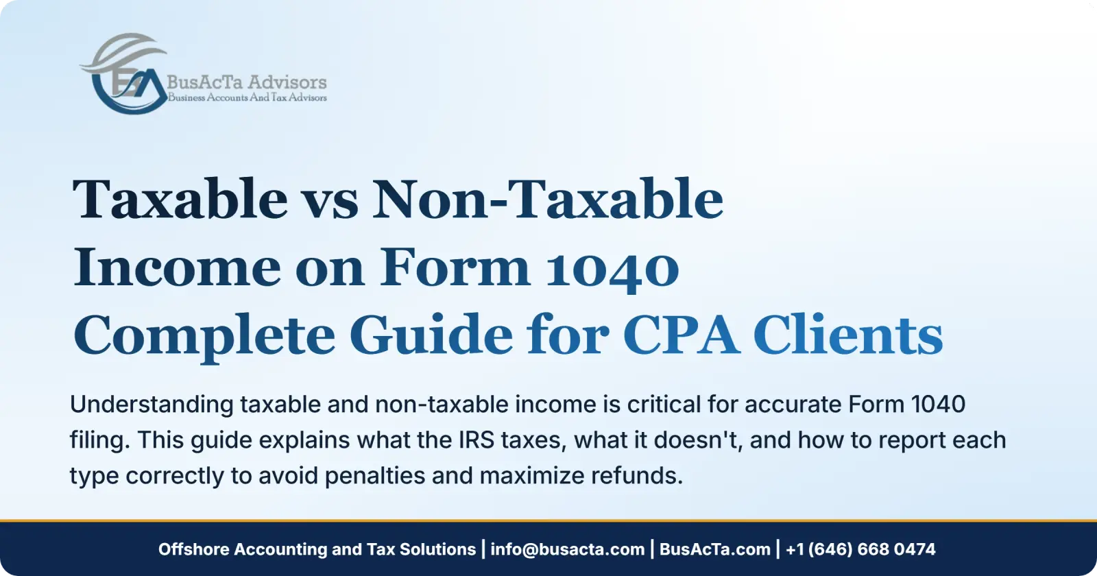 Taxable vs Non-Taxable Income on Form 1040: Complete Guide for CPA Clients