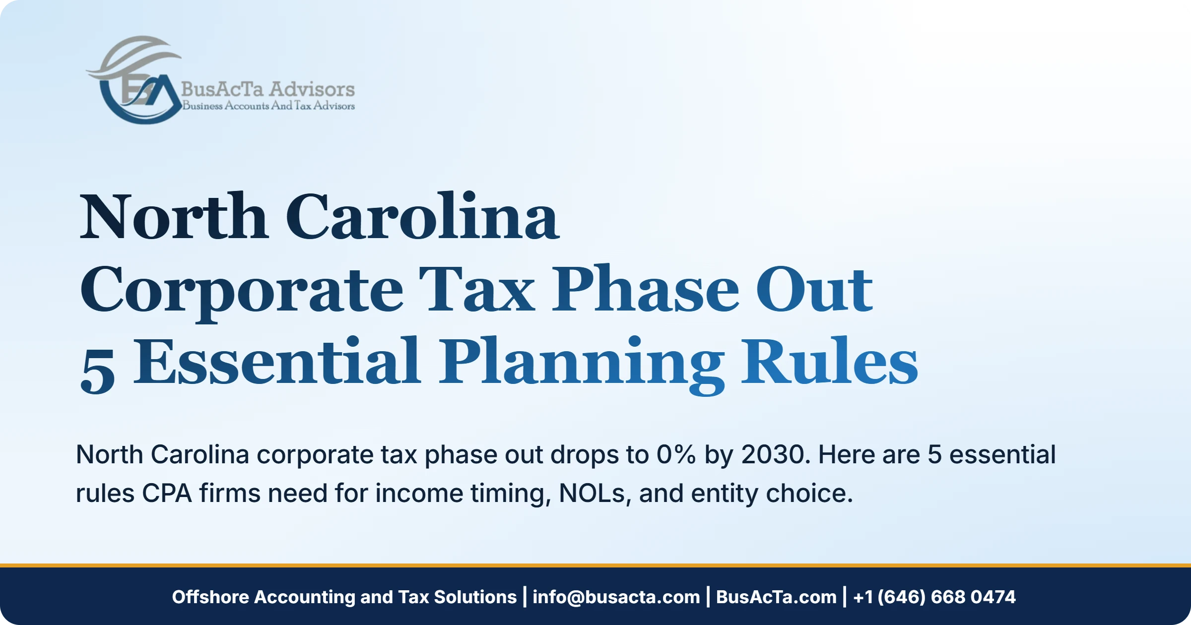 North Carolina Corporate Tax Phase Out: 5 Essential Planning Rules