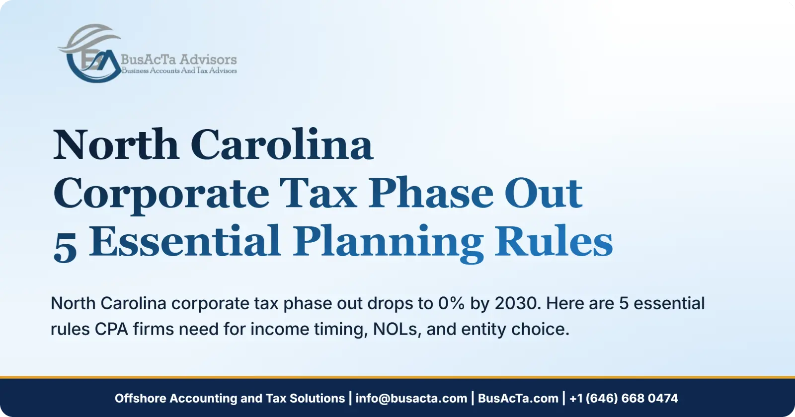 North Carolina Corporate Tax Phase Out: 5 Essential Planning Rules