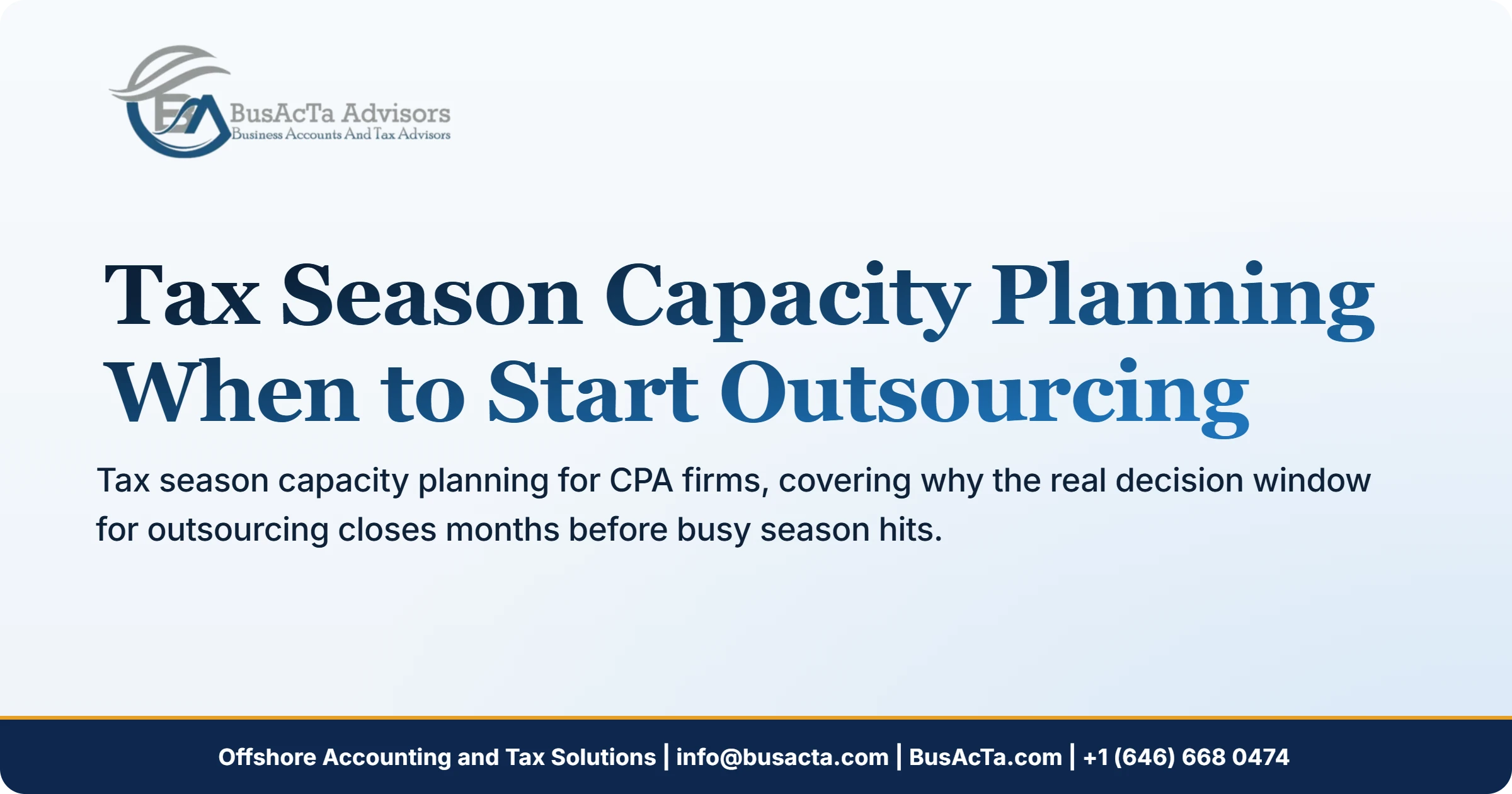 Tax Season Capacity Planning: When to Start Outsourcing