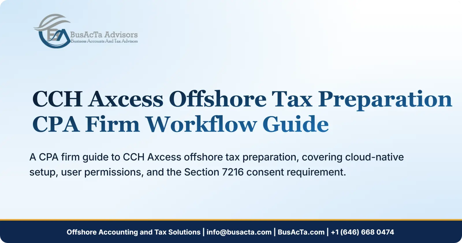 CCH Axcess Offshore Tax Preparation: CPA Firm Workflow Guide